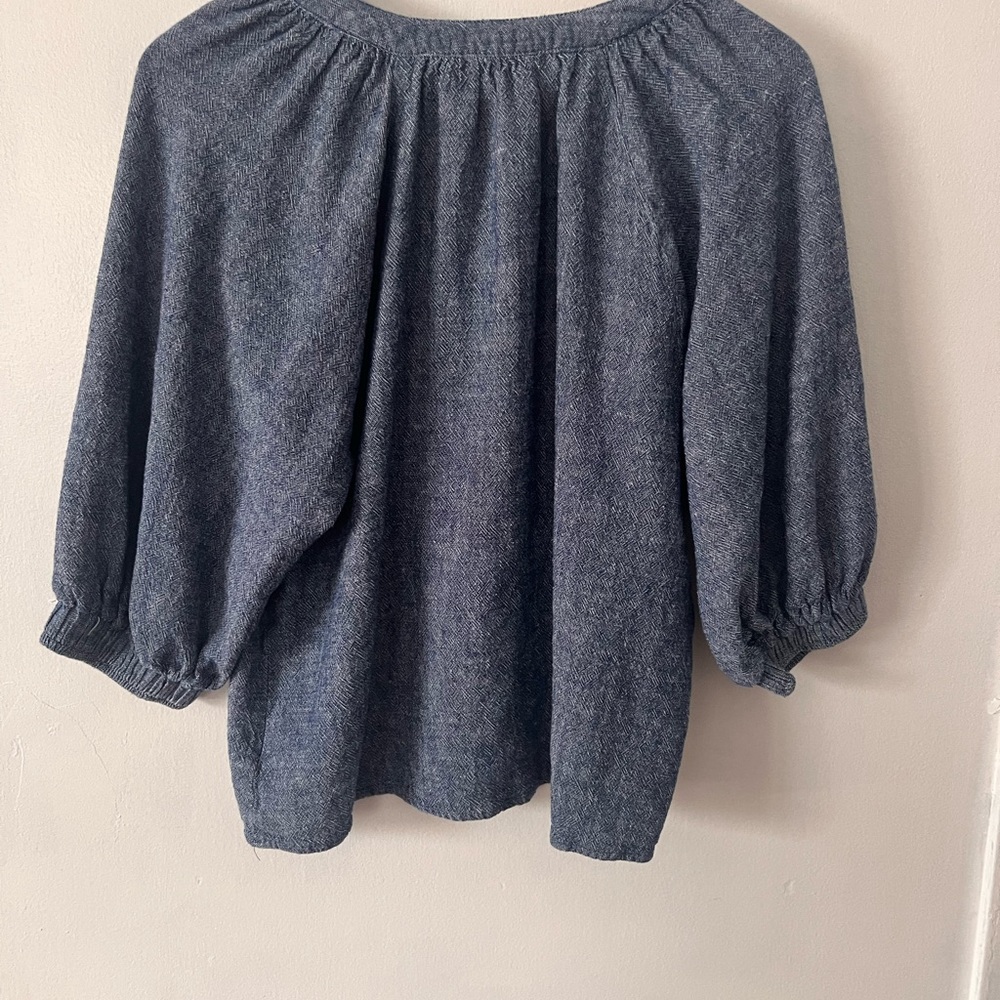 Chaps Heathered Blue Blouse - Picture 8 of 10